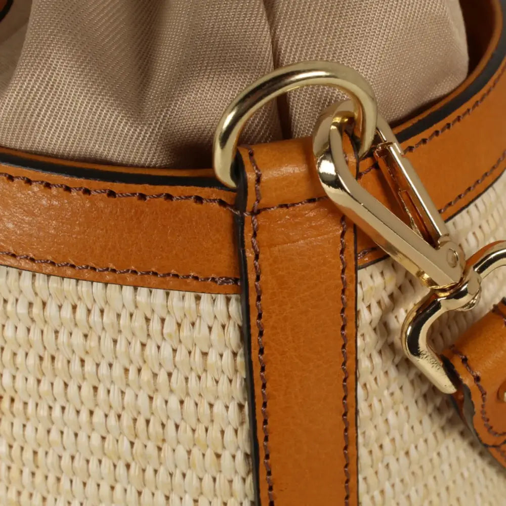 Secchiello Bucket Bag Raffia cognac