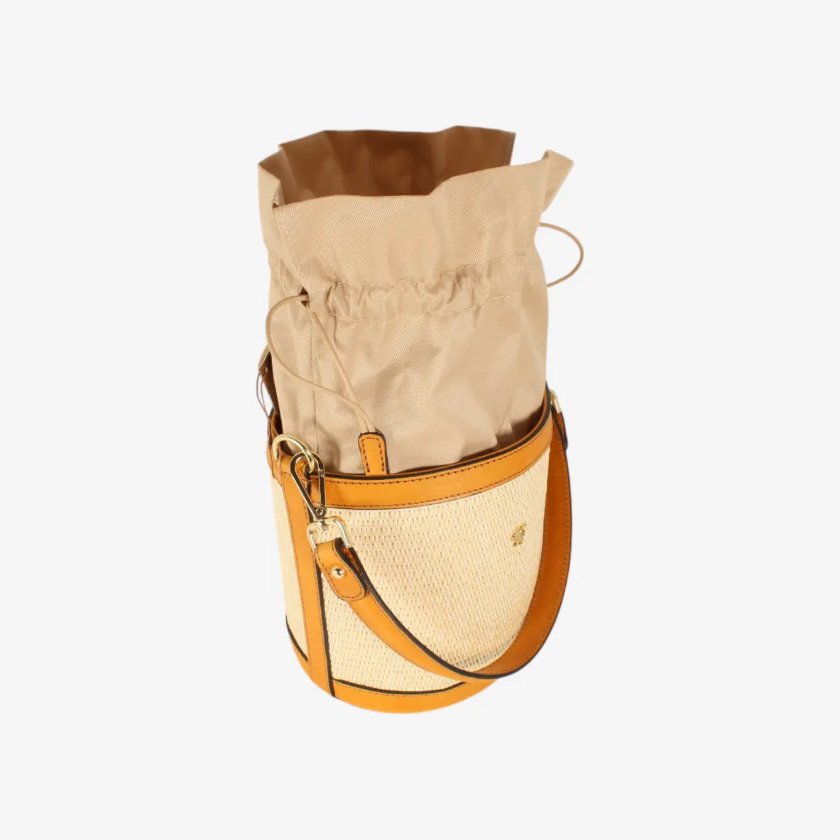 Secchiello Bucket Bag Raffia cognac